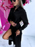 "MASTERPIECE" long shirt dress - BLACK